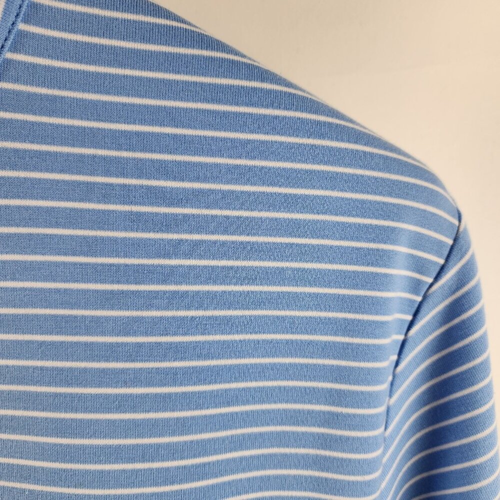 Footjoy Pullover Mens Large Blue White L/S Golf 1/4 Zip Mock Neck - Picture 6 of 7